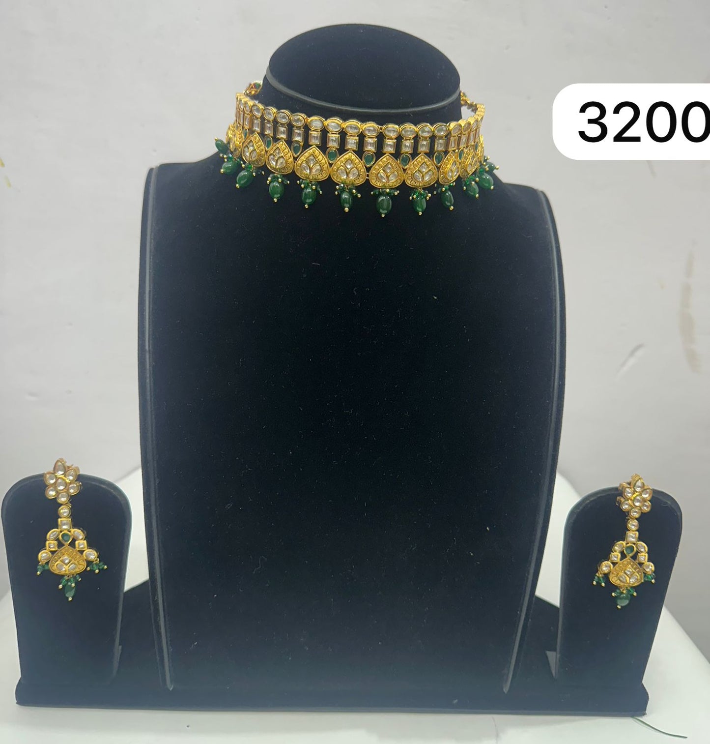 AC Kundan Jewelry Set – Green Real Look
