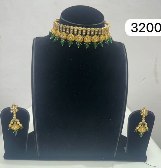 AC Kundan Jewelry Set – Green Real Look