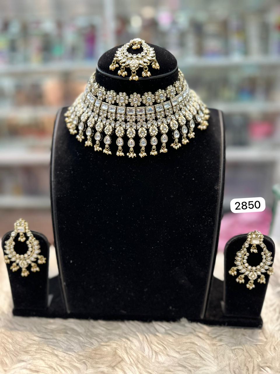 Designer golden polki heavy choker set