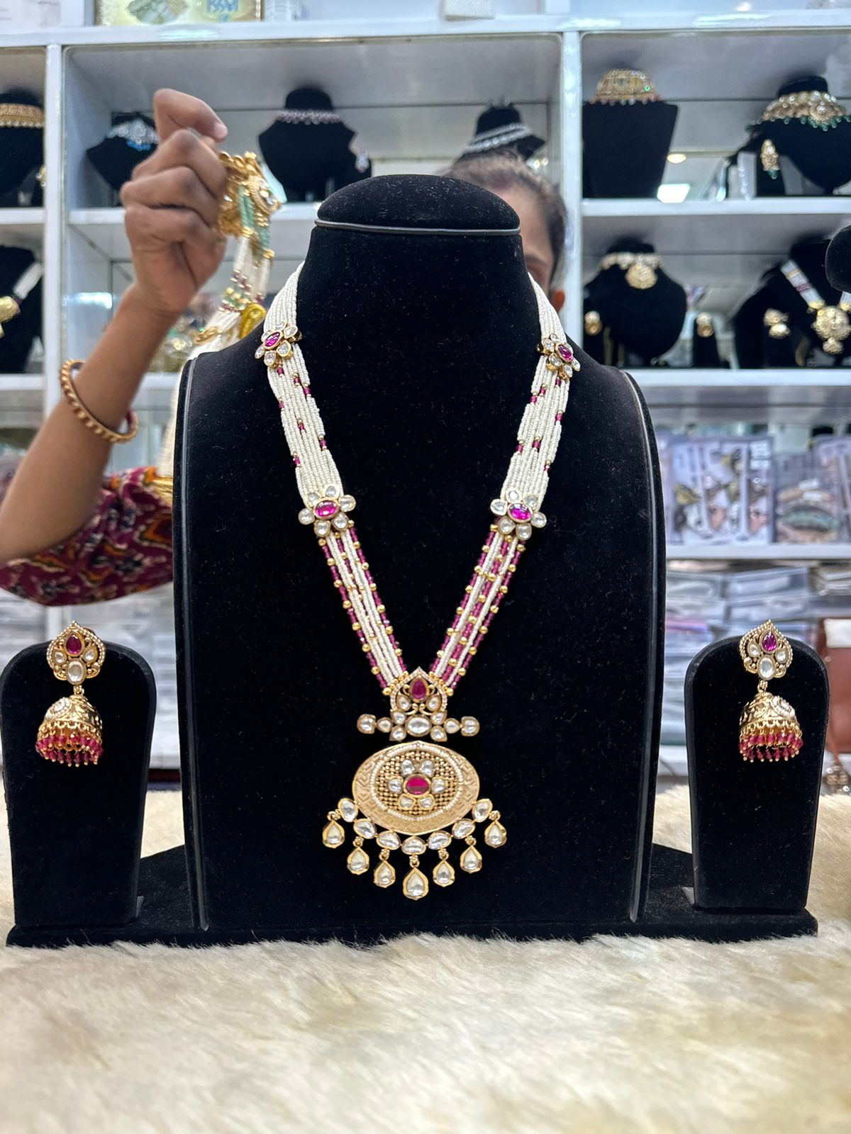 Real Look Kundan Pendant Set with Ruby Stones