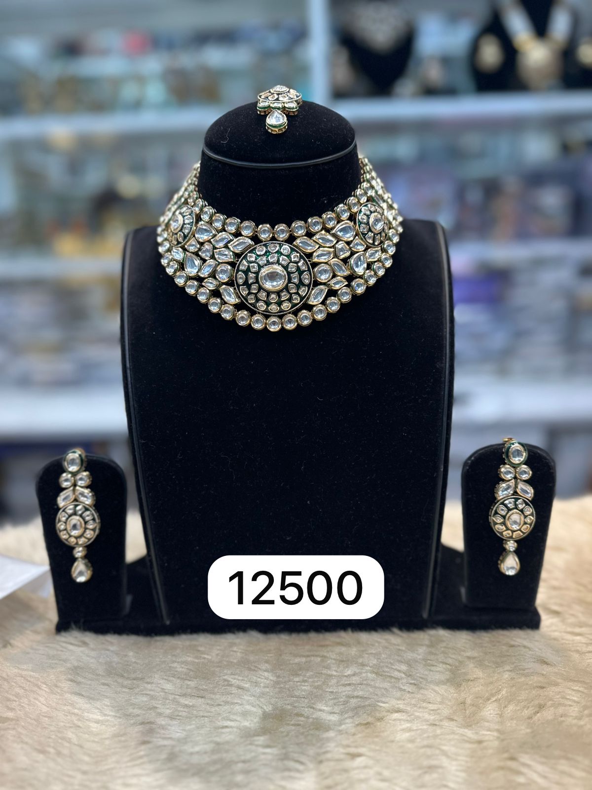 Designer Real Look AC Kundan Set – Green