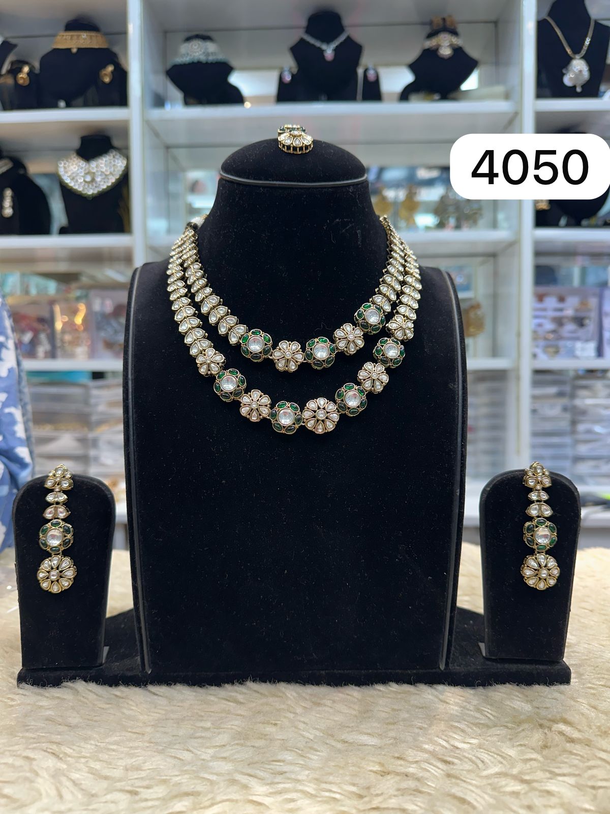 Traditional Double Layer Set – Real Look Polki Kundan Work