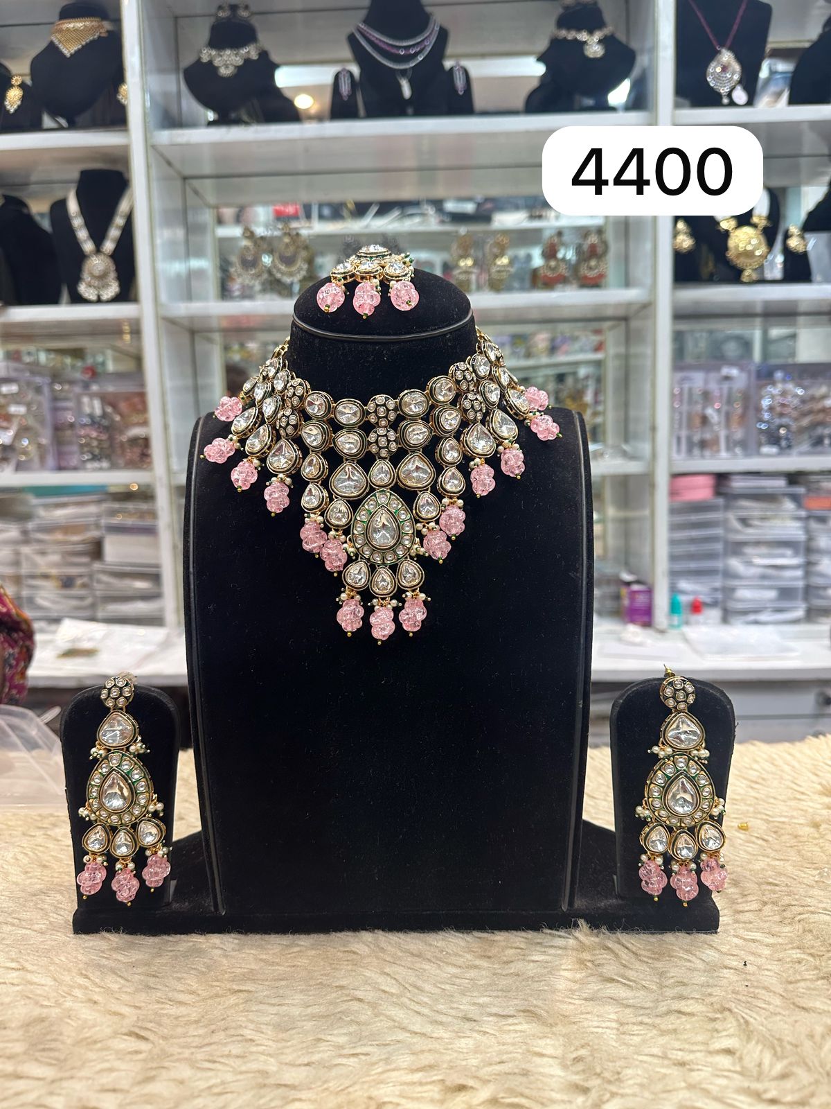 Designer Kundan Necklace Set with Colorful Meena Kari Work
