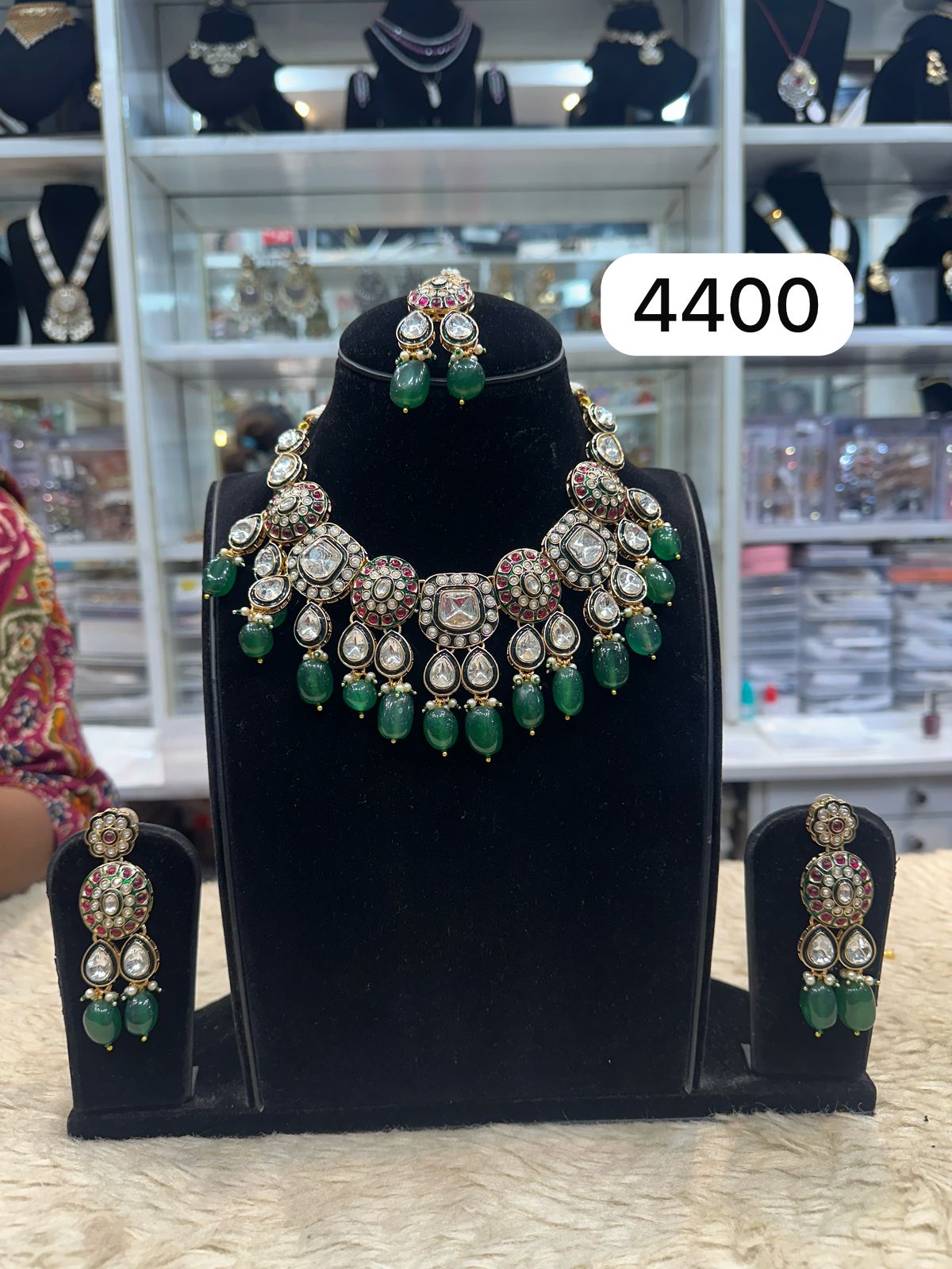 Designer Kundan Necklace Set with Colorful Meena Kari Work
