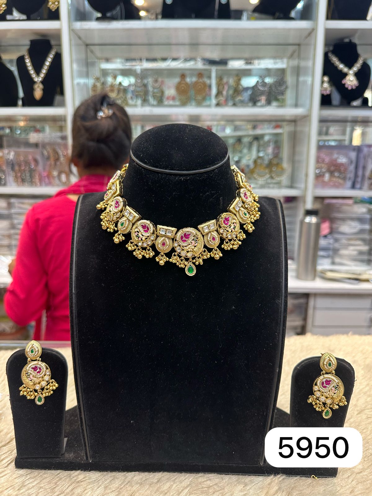 Designer Golden Mina Kari Set – Real Look Ethnic Jewelry