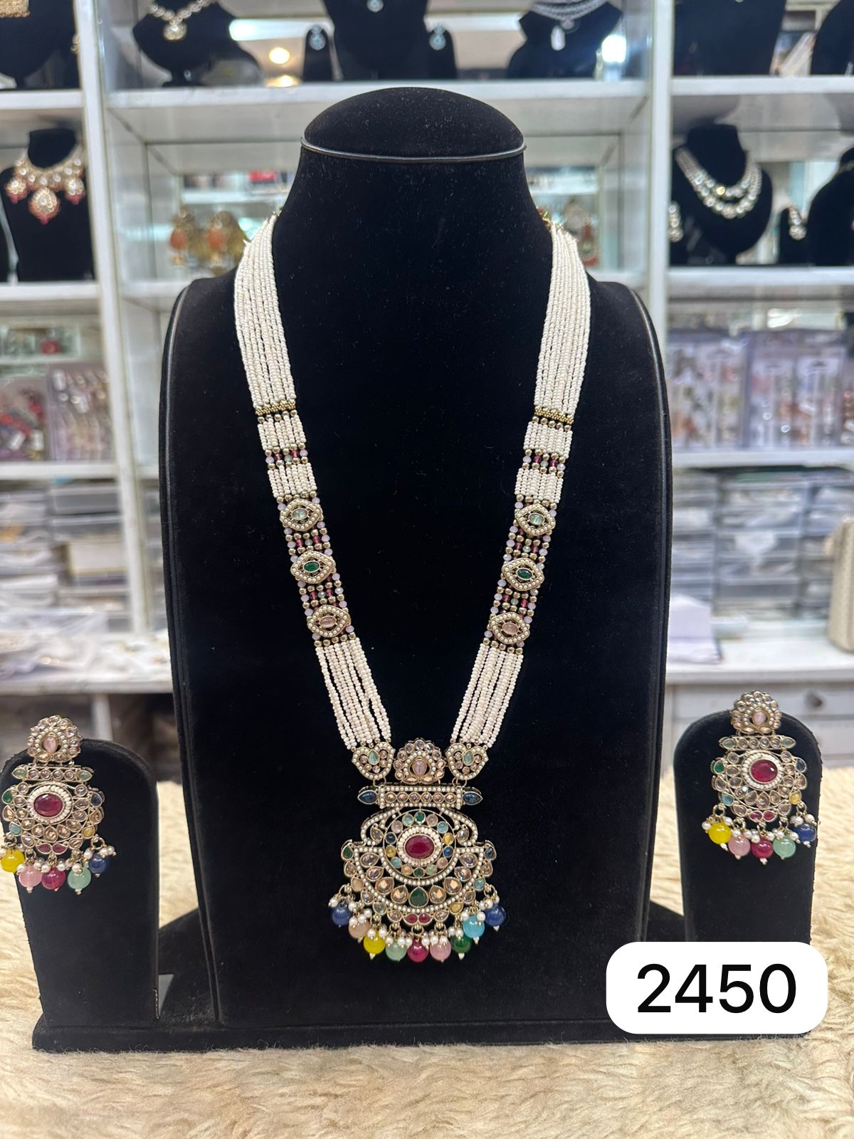 Regolden polki multi colour pandent set