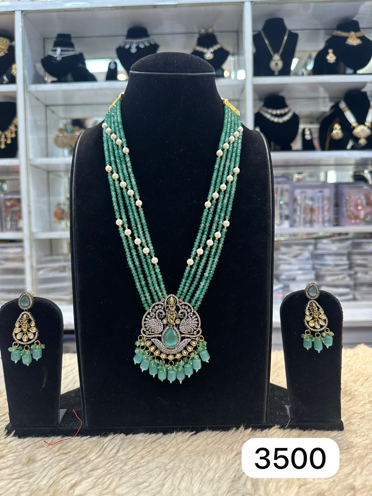 Premium Moissanite Pendant Set – Real Look Diamond Style with Mint Green Stones