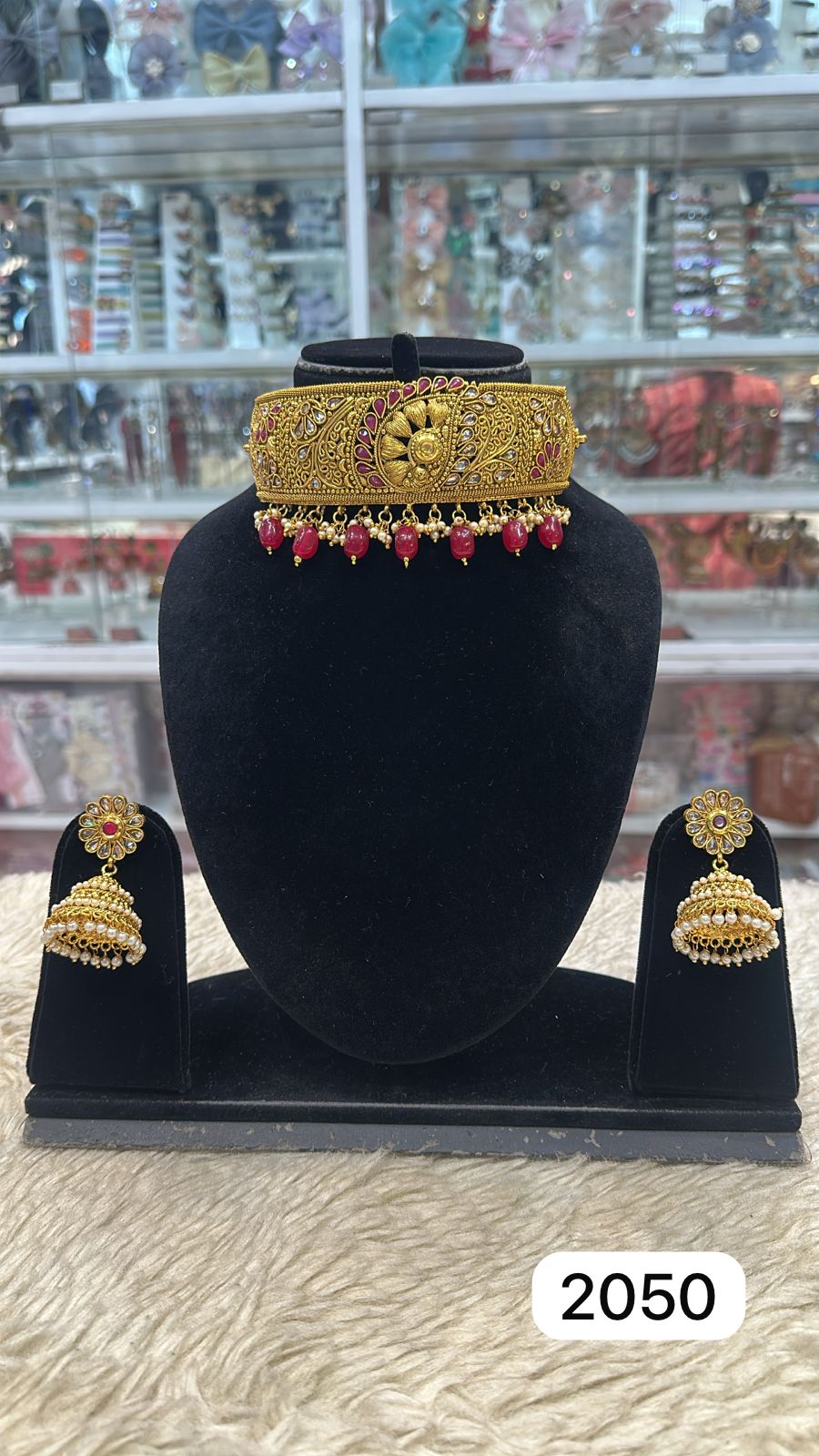 Royal Polki Choker Set – Real Look Gold with Ruby Stones