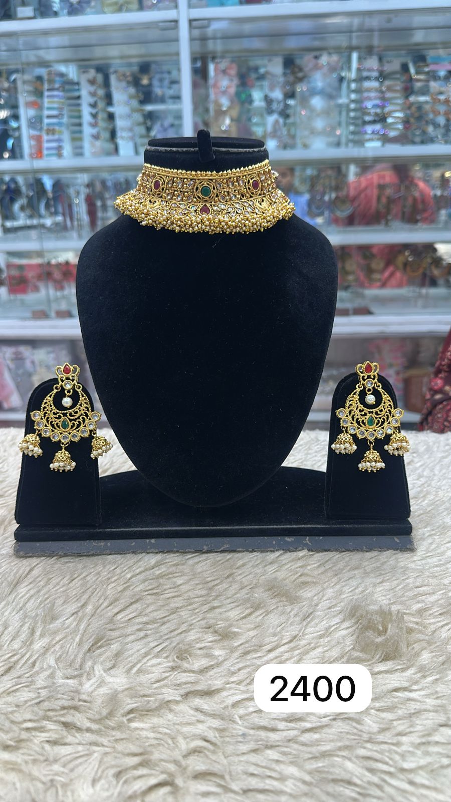 Green Ruby Golden Polki Choker – Real Look Royal Set