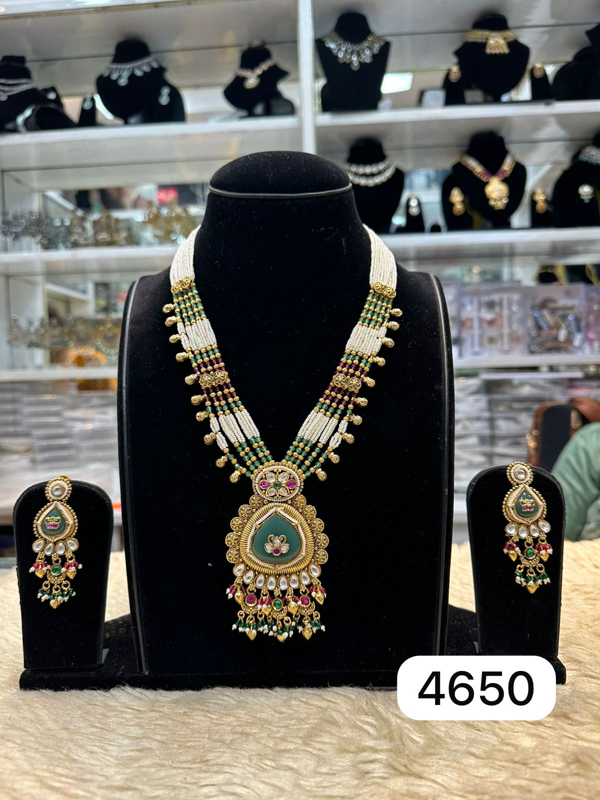 Real Look Pendant with Ruby Green Tablet Stones
