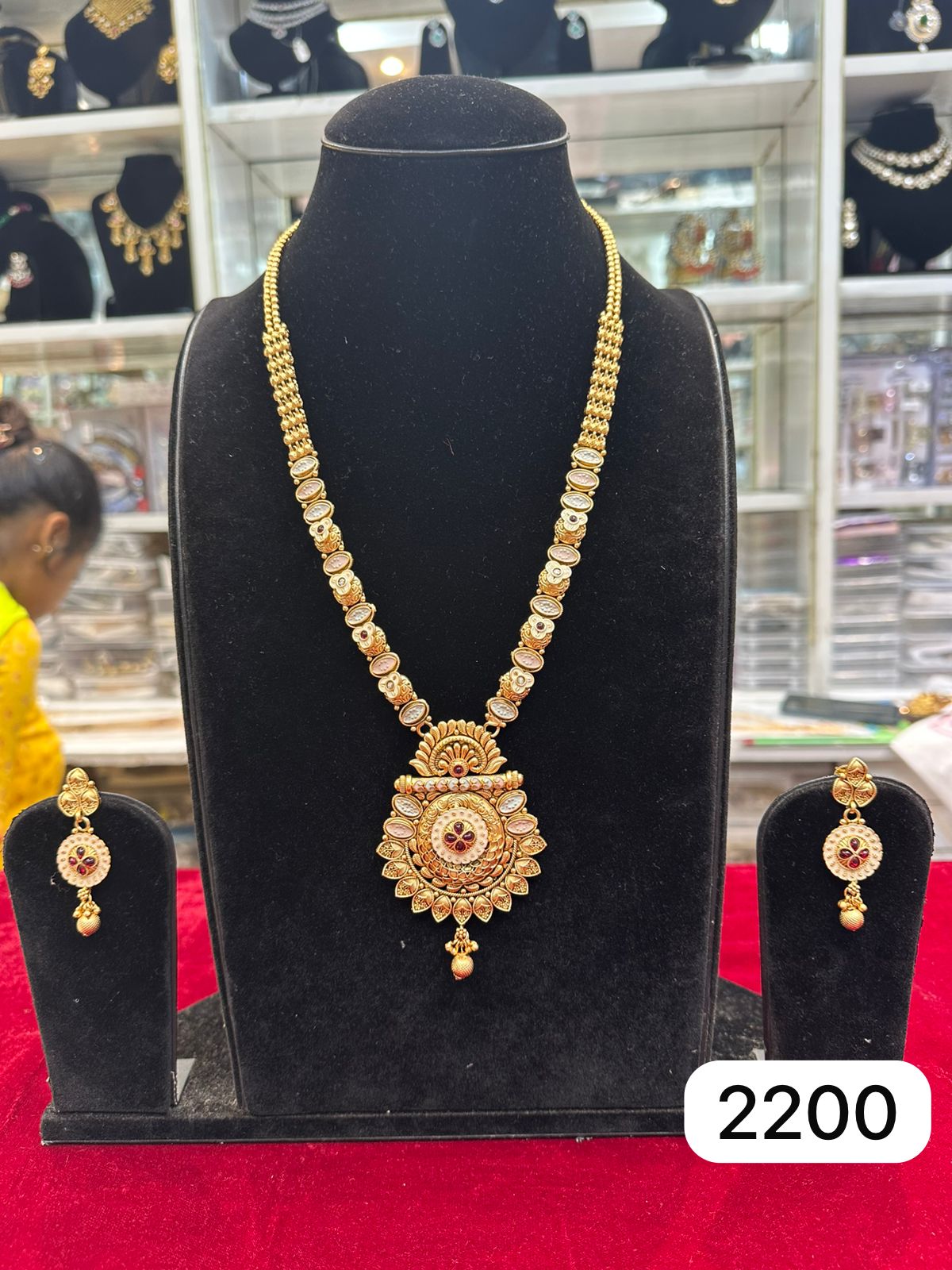 Antique Style Golden Mina Kari Pendant Mala – Real Finish
