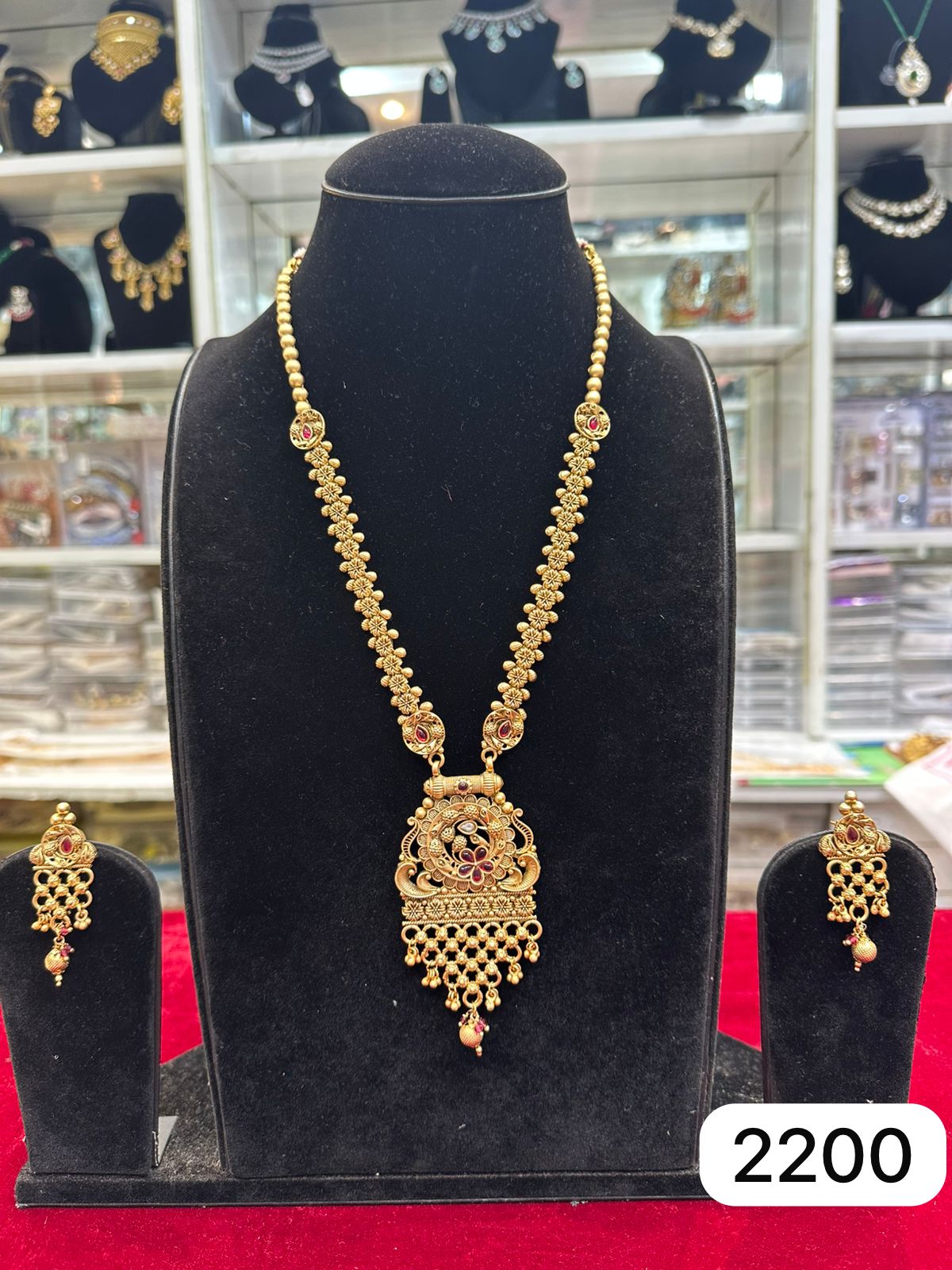 Real Look Golden Polki Pendant Set – Premium Antique Finish