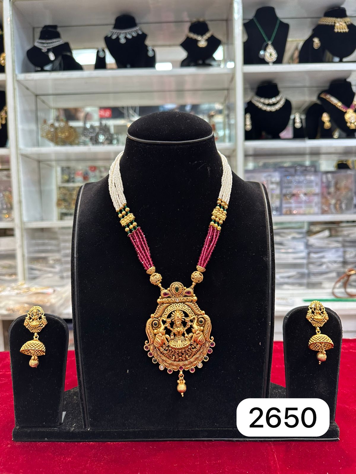 Real Look Green Ruby Temple Jewelry Set