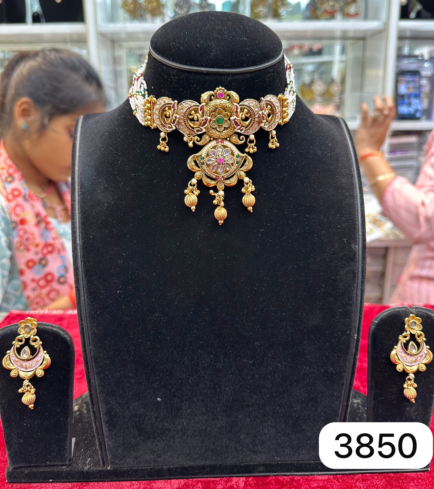 Meena Kari Gold Moti Choker – Real Traditional Look