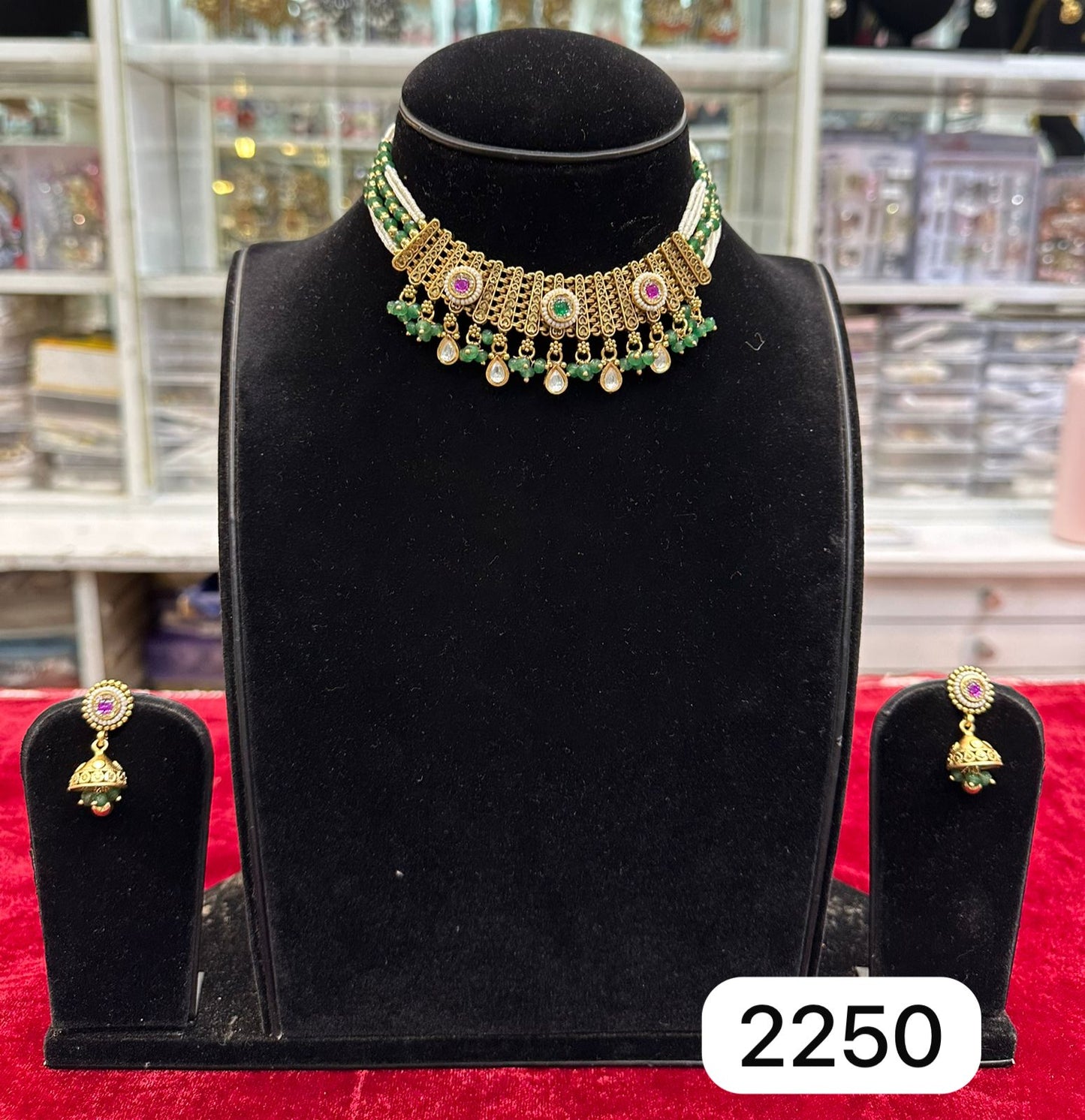 real‑look golden-moti choker set