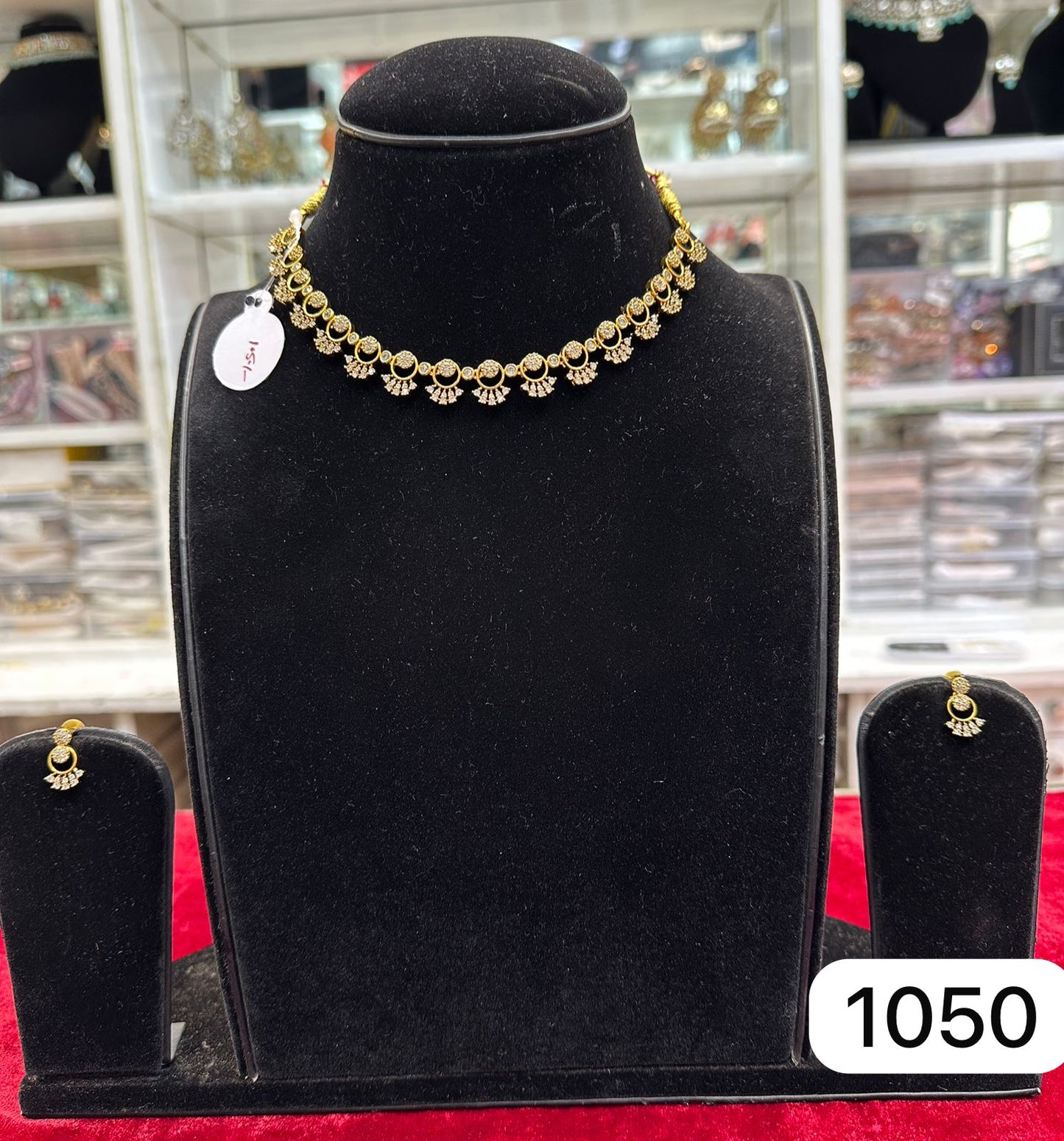 Elegant Real Look Golden Silk Set with AD Moissanite