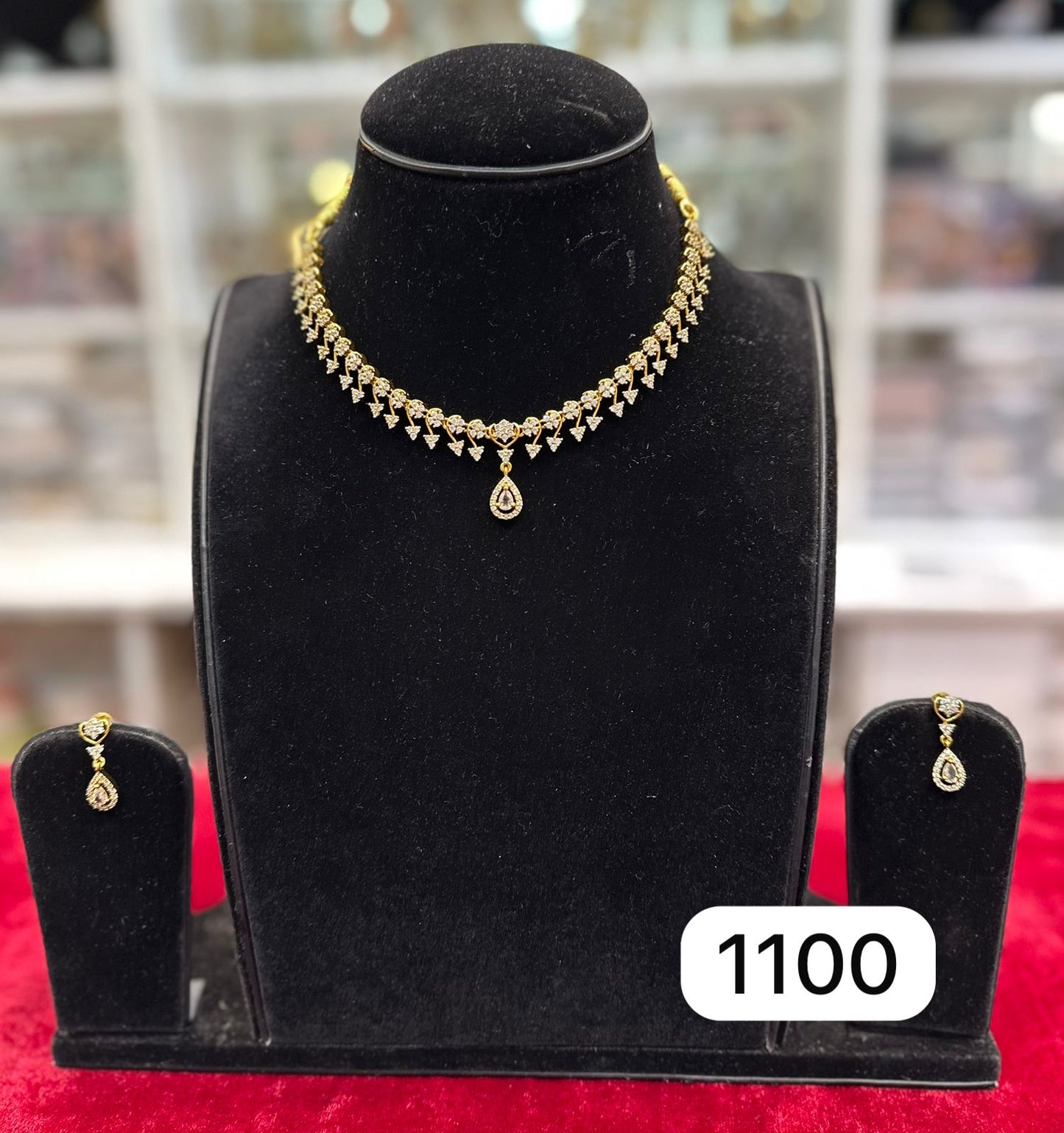 Elegant Real Look Golden Silk Set with AD Moissanite