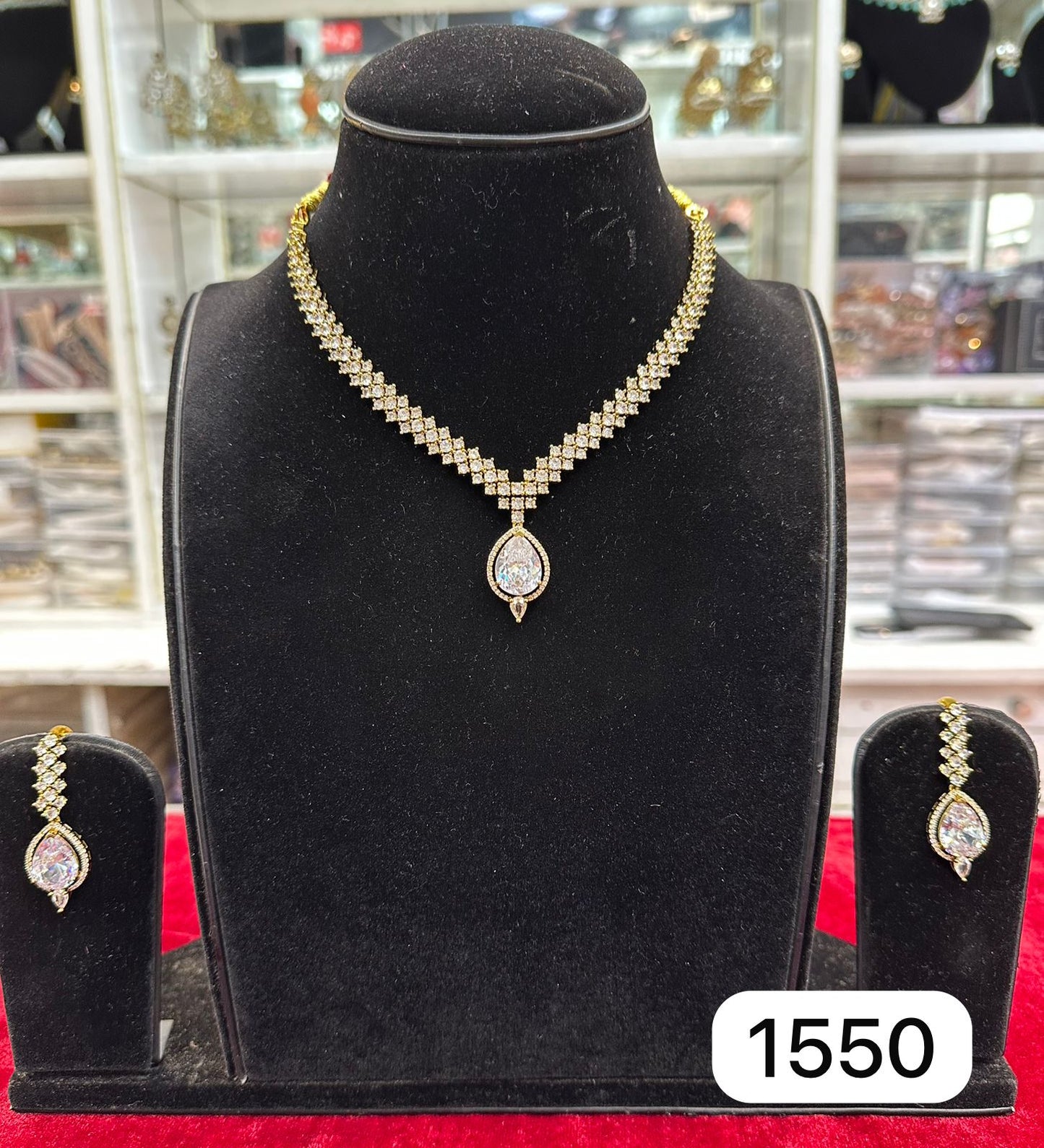 Elegant Real Look Golden Silk Set with AD Moissanite