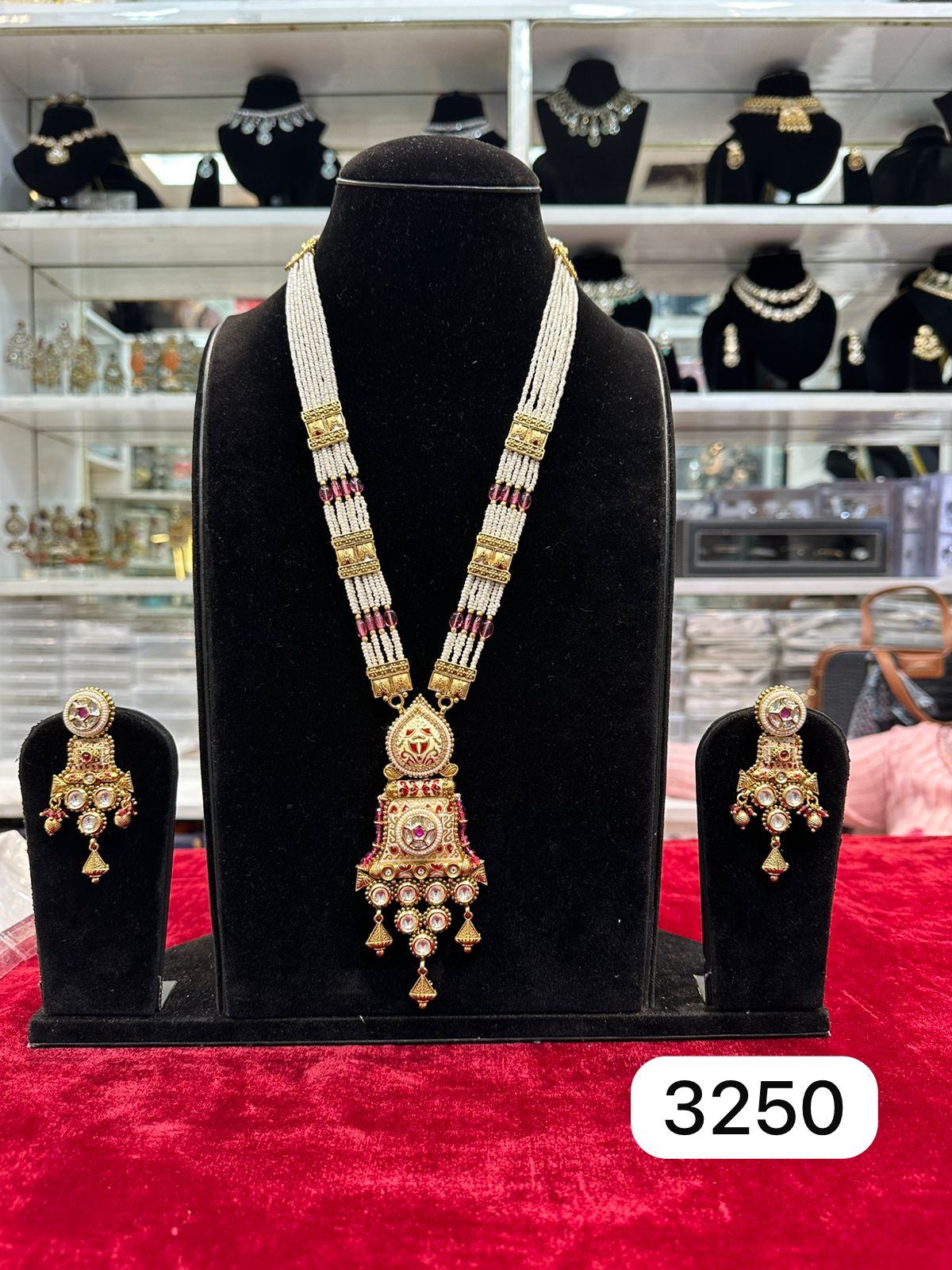 Real Look Meena Kari Pendant Set in Gold Finish