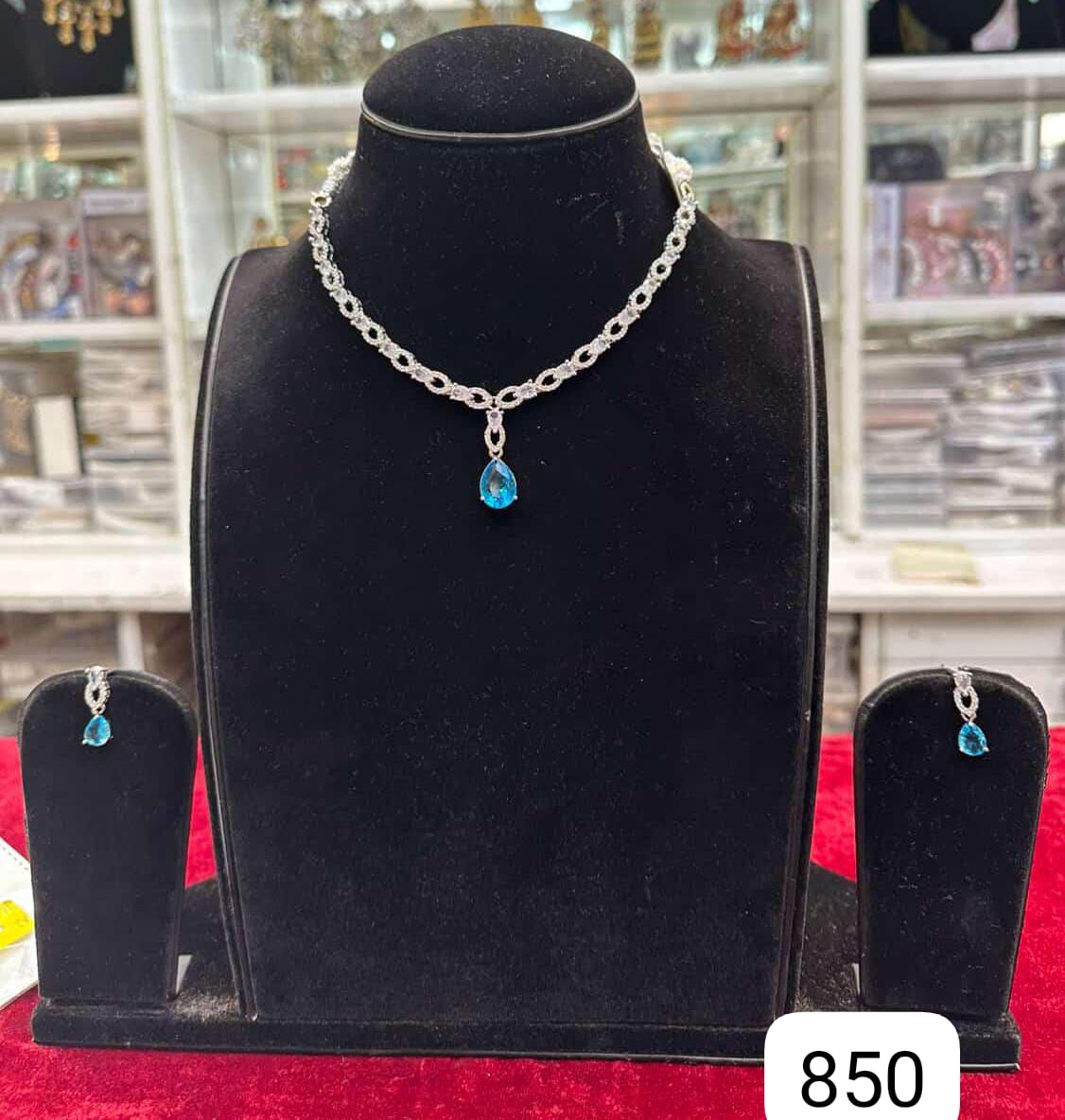 Real Look AD Sky Blue Necklace Set