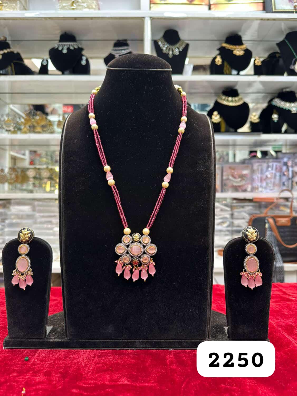 Designer Pink Moissanite Long Stone Set