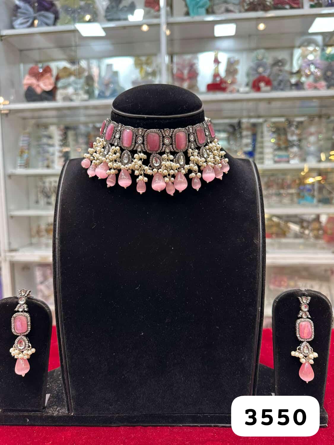 Royal Antique Monalisa Pink Diamond Look Necklace
