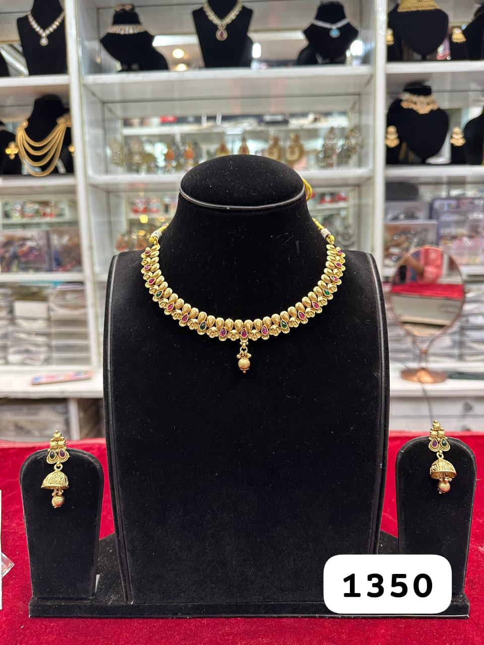 Real Look Golden Antique Polki Set