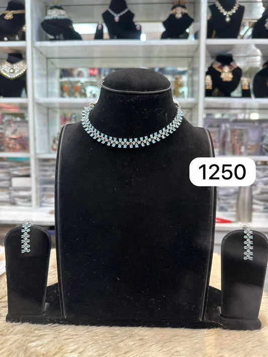 Mint Green Diamond Look Necklace Set