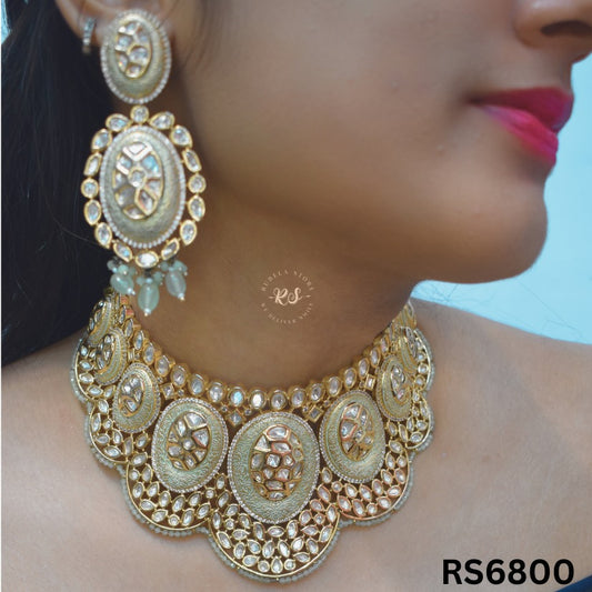 Elegant Mint Green Kundan Set – Real Gold Finish