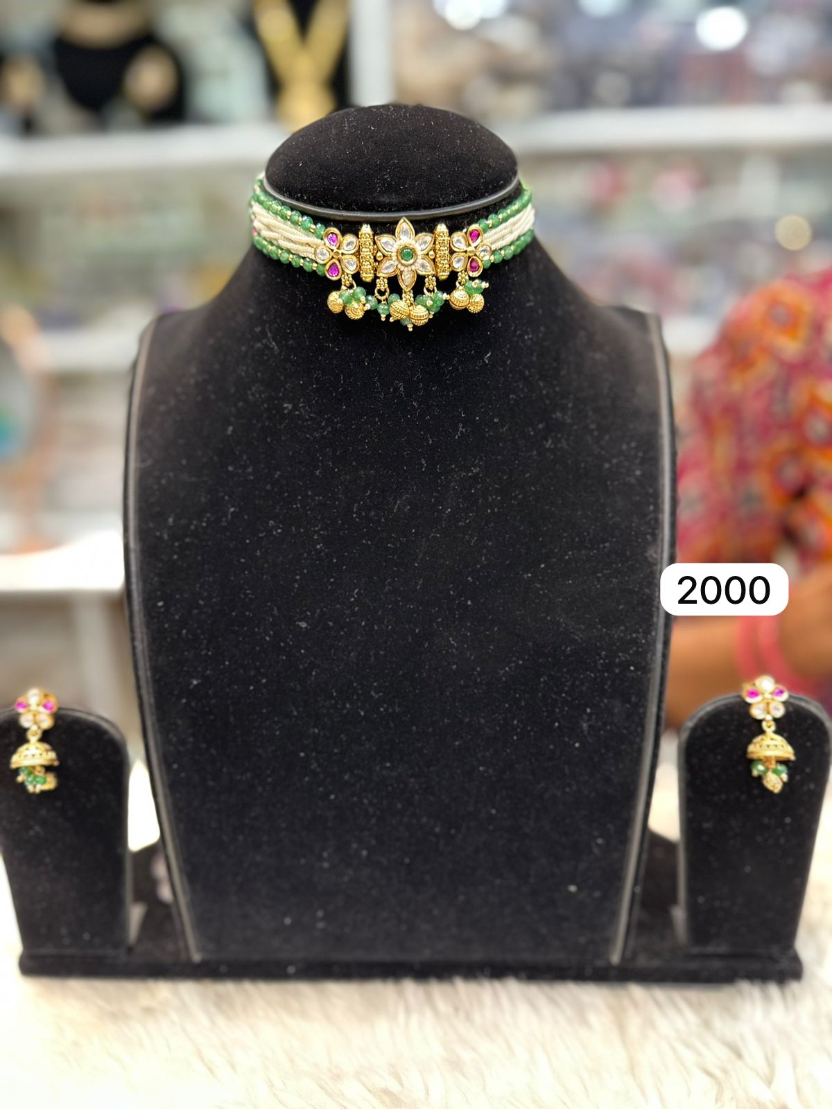 Traditional Choker Necklace Set – Real Look with Ruby & Emerald Stones