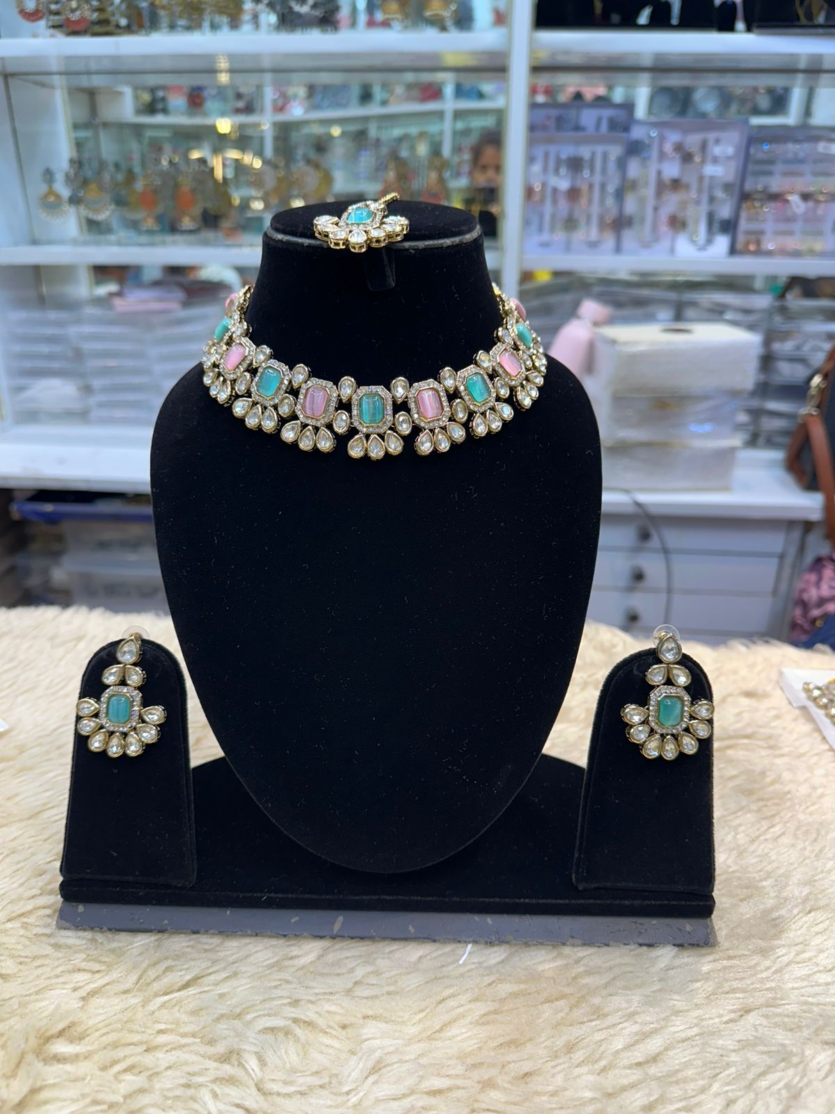 Traditional Golden Polki Kundan Set – Real Look, Multiple Colours