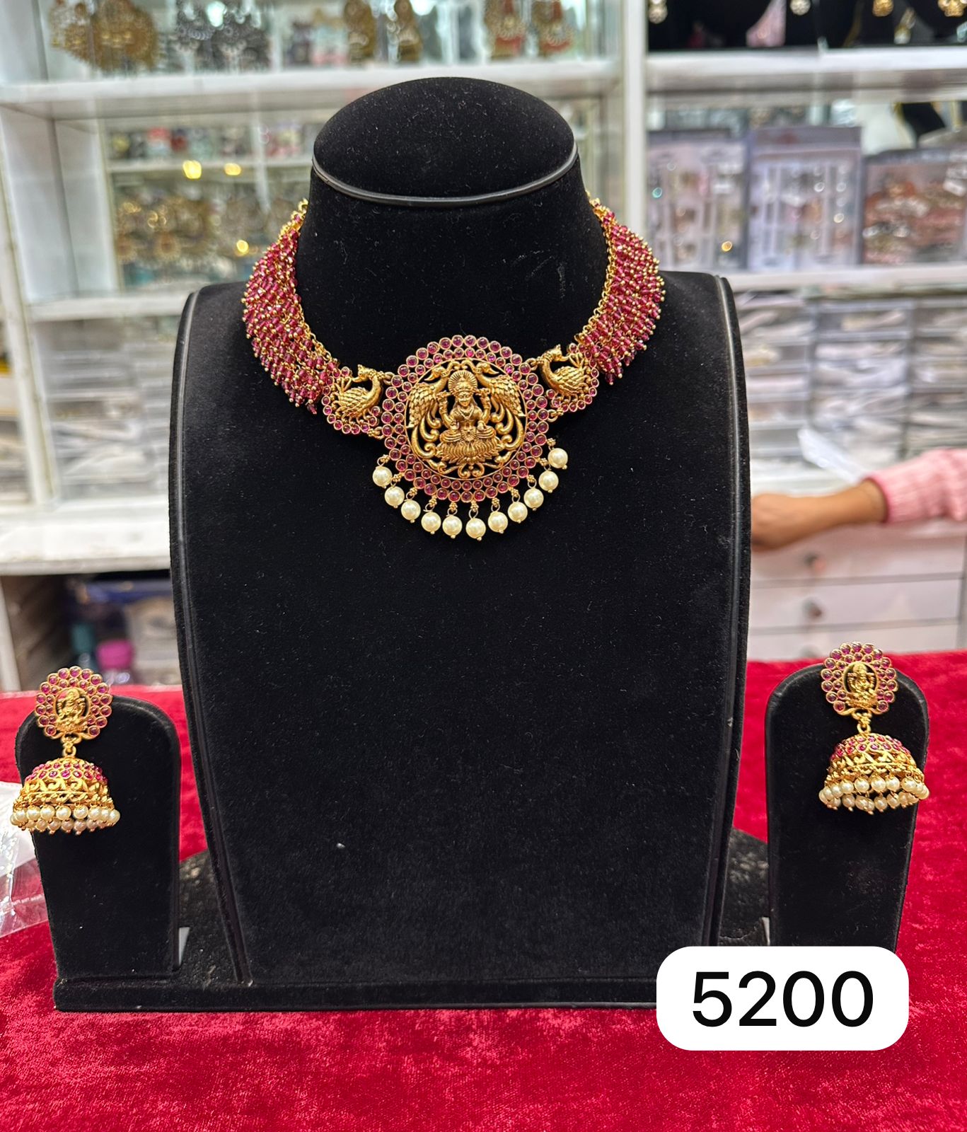 Traditional Temple Jewellery – Pink Ruby Look