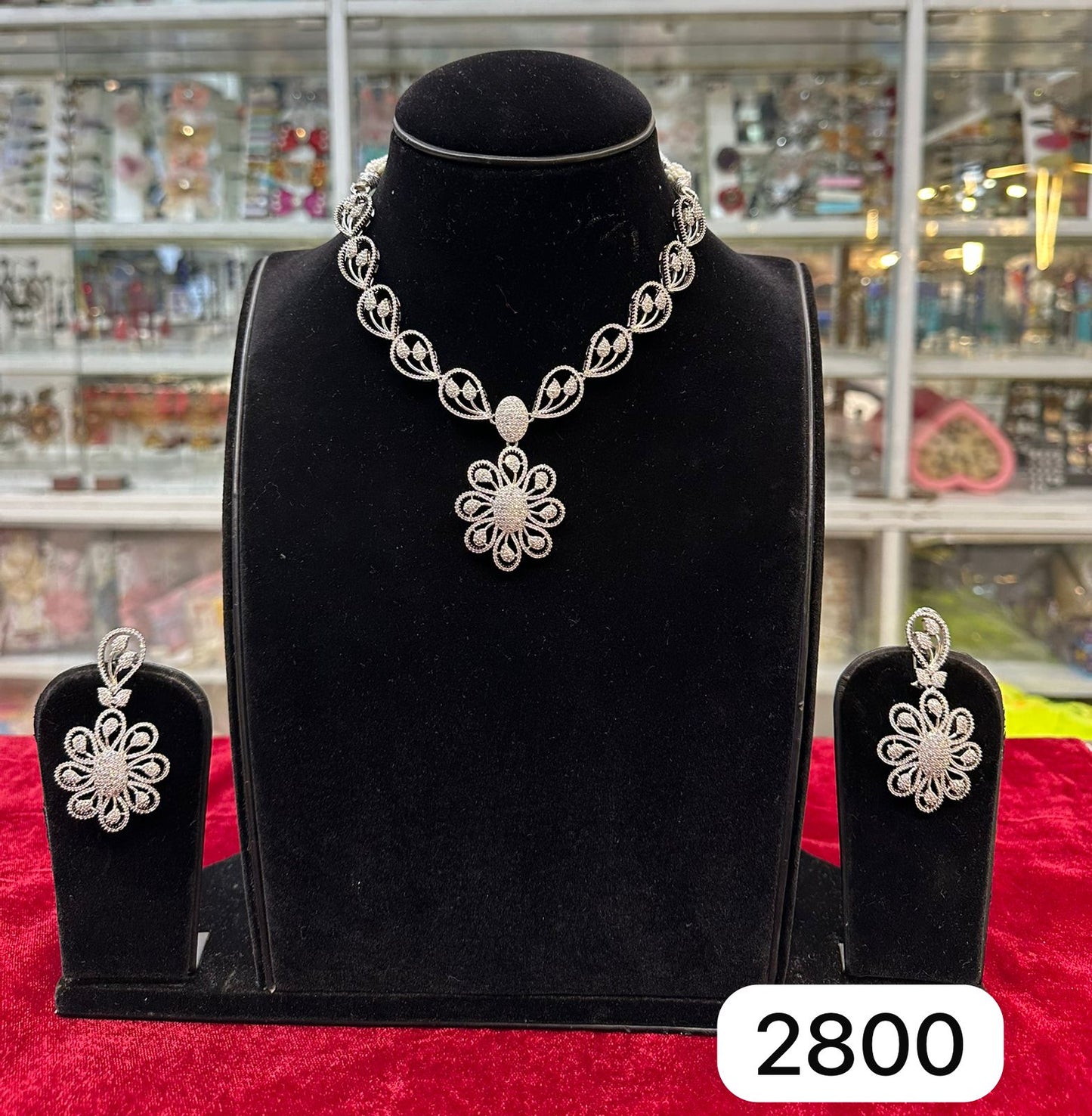 Short Silver AD Jewelry Set Real Diamond Style