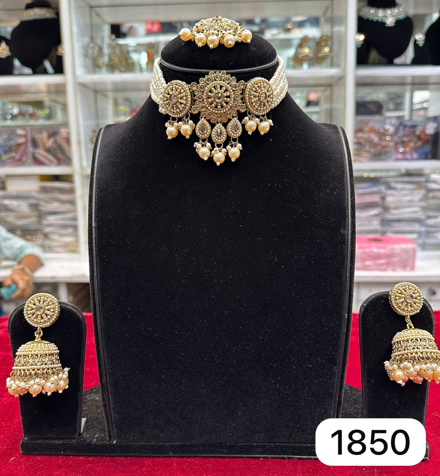 Golden Polki Pearl Choker Set – Traditional Elegance