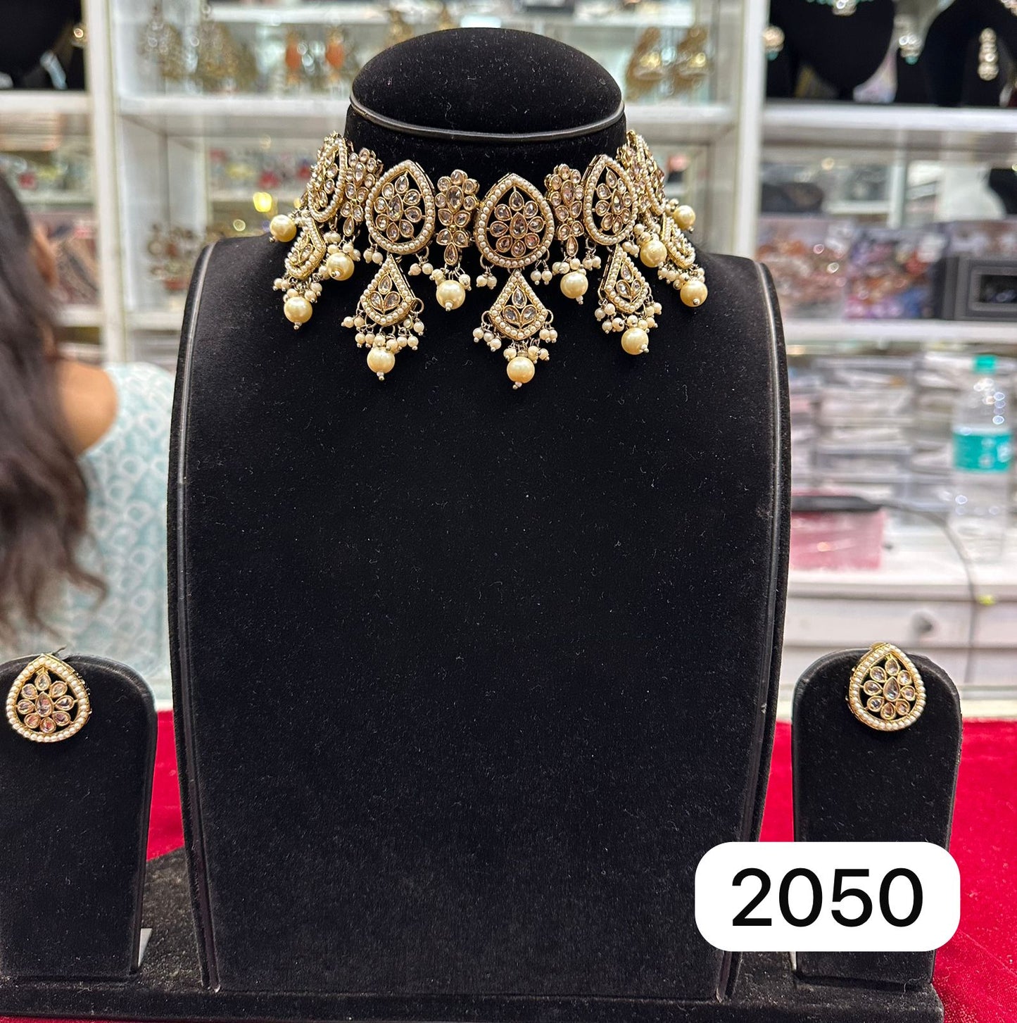 Golden Polki Necklace – Real Look Short Traditional Set