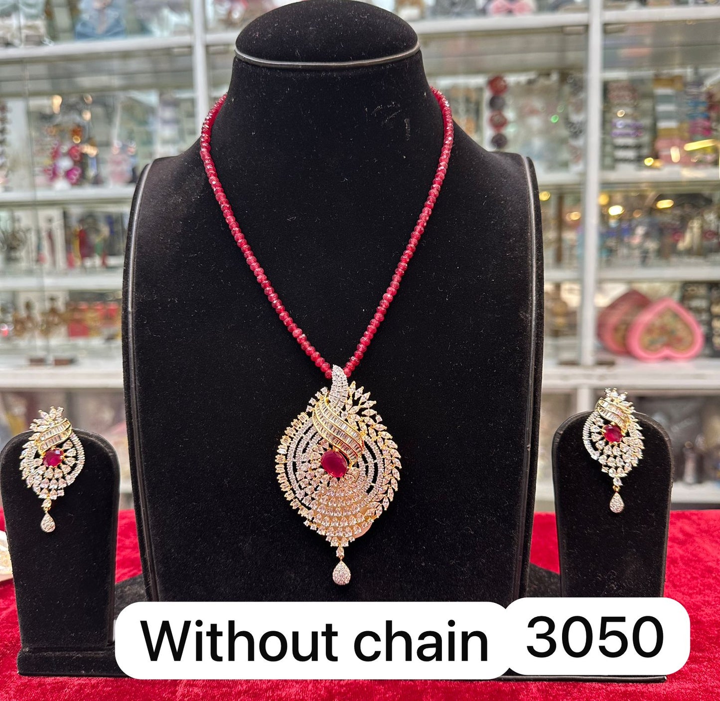 Elegant AD Diamond Golden Pendant set