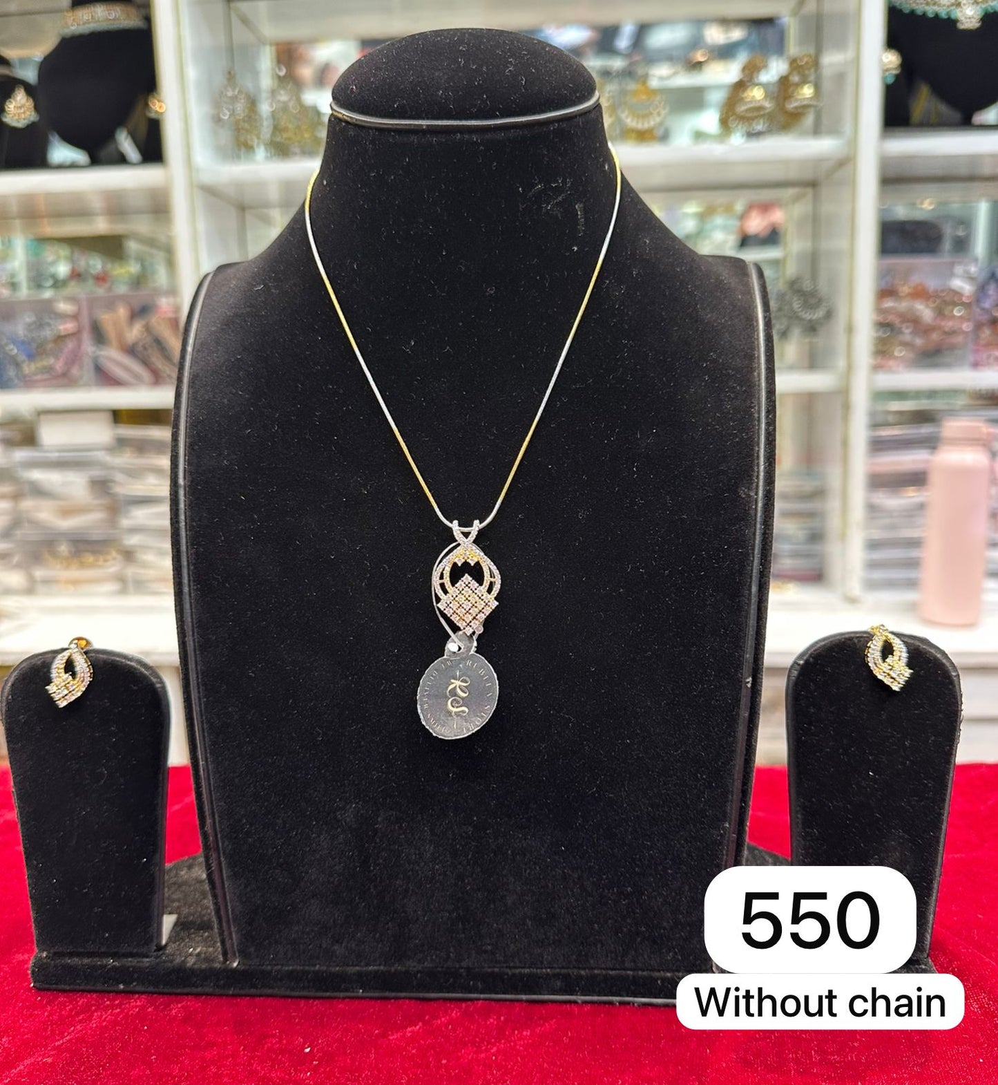 Elegant AD Diamond Golden Pendant  set