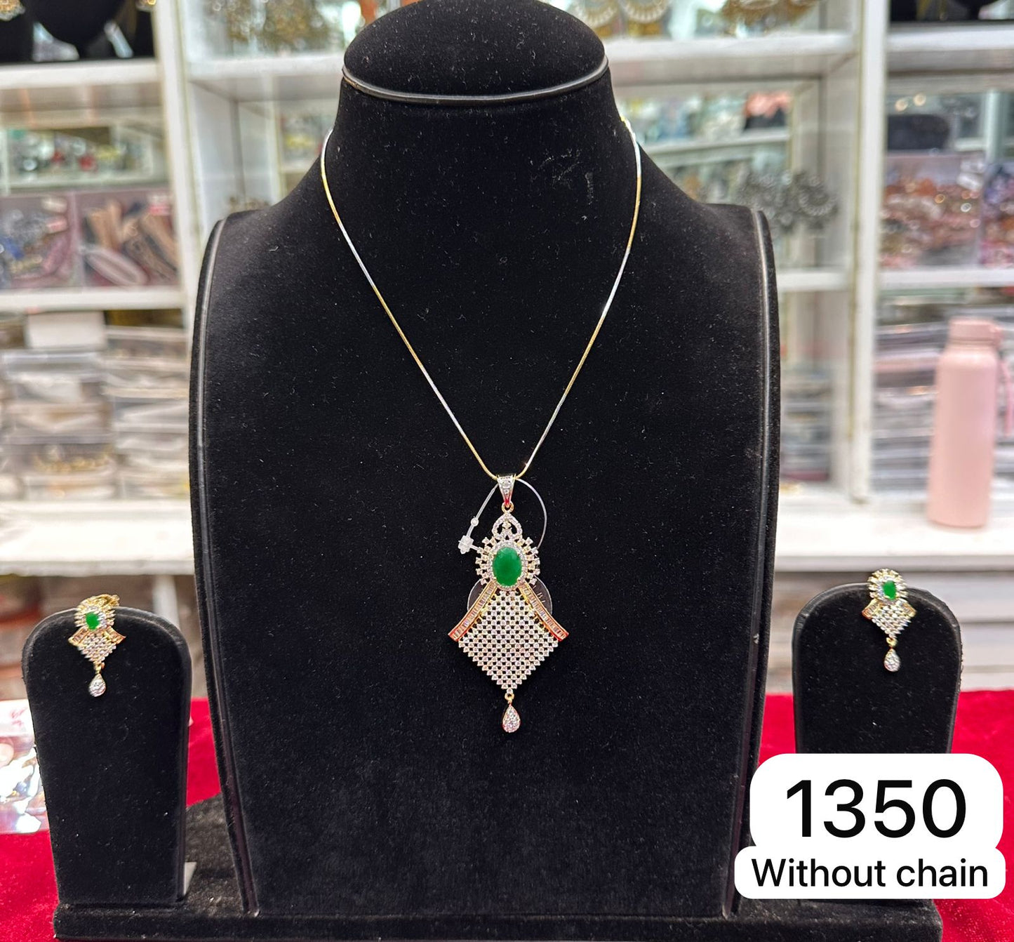 Elegant AD Diamond Golden Pendant set