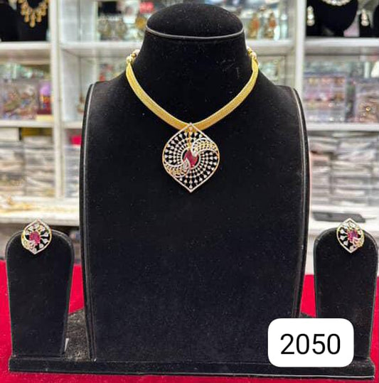Premium Diamond Look Pendant Set – With Earrings