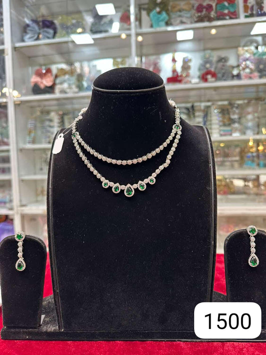 Real look diamond double layer green set