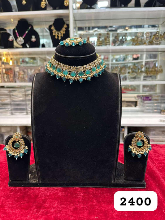 Peacock Glow Kundan Polki Set