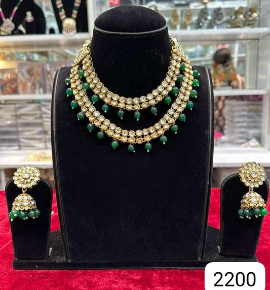 Double Layer Emerald Glow Kundan Set