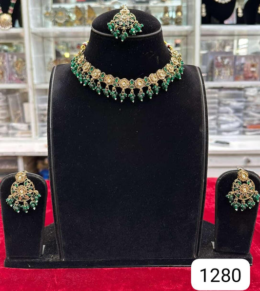 Real Look Green Polki Set