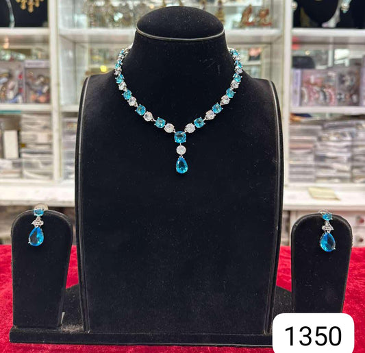 Royal Sky Blue Diamond Look Set