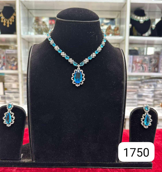 Royal Sky Blue Diamond Look Set