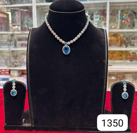 Royal AD Sky Blue Stone Necklace