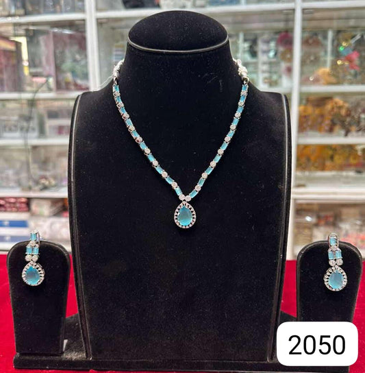 Royal AD Sky Blue Stone Necklace
