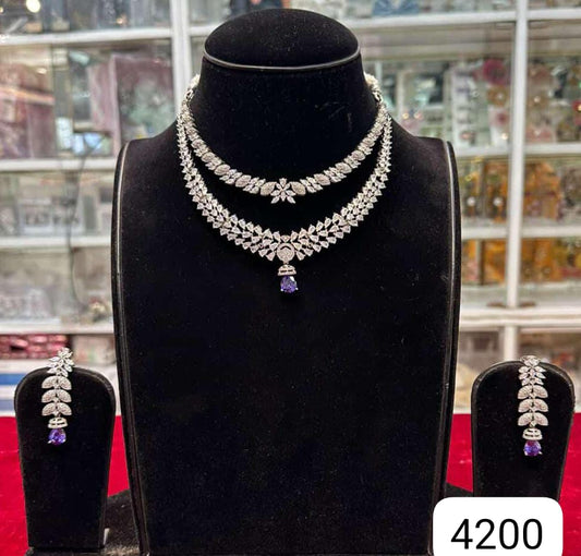 Elegant Double Layer Diamond Look Purple Set