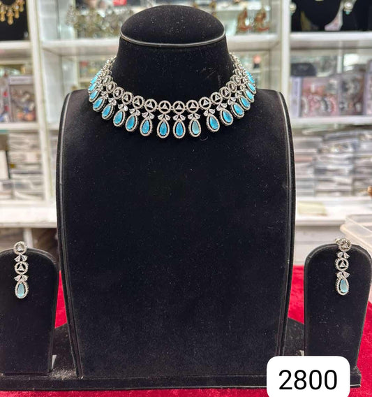 Royal Diamond Look Sky Blue Stone Set