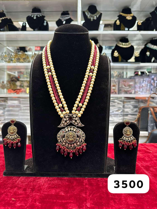 Premium Moissanite Temple Red Long Set